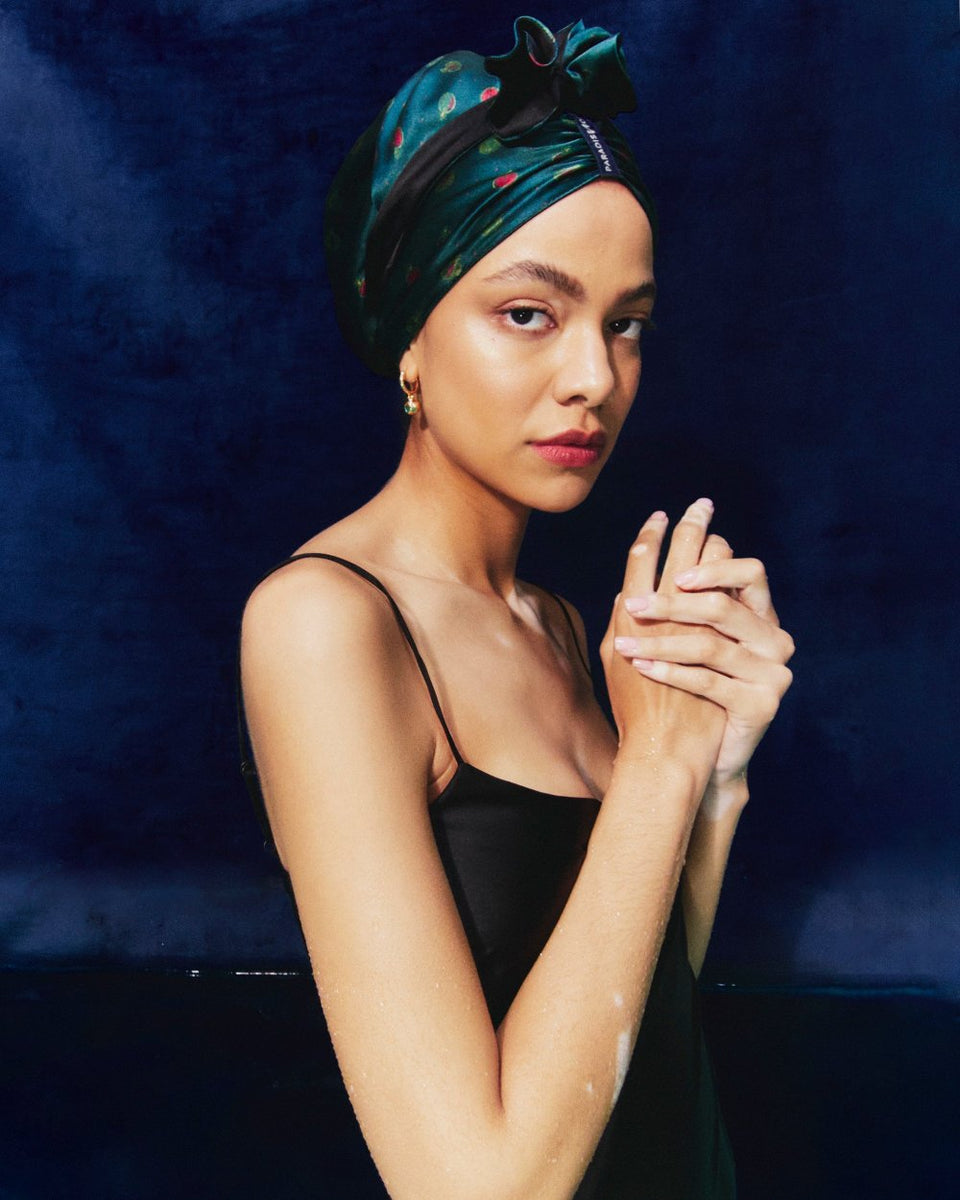 Between Light and Dark Rich green pomegranate silk wrap