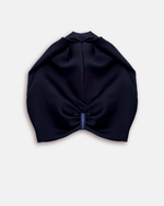 Load image into Gallery viewer, Navy silk turban in pure Grade 6A mulberry silk, beanie-style fit by Paradisefold
