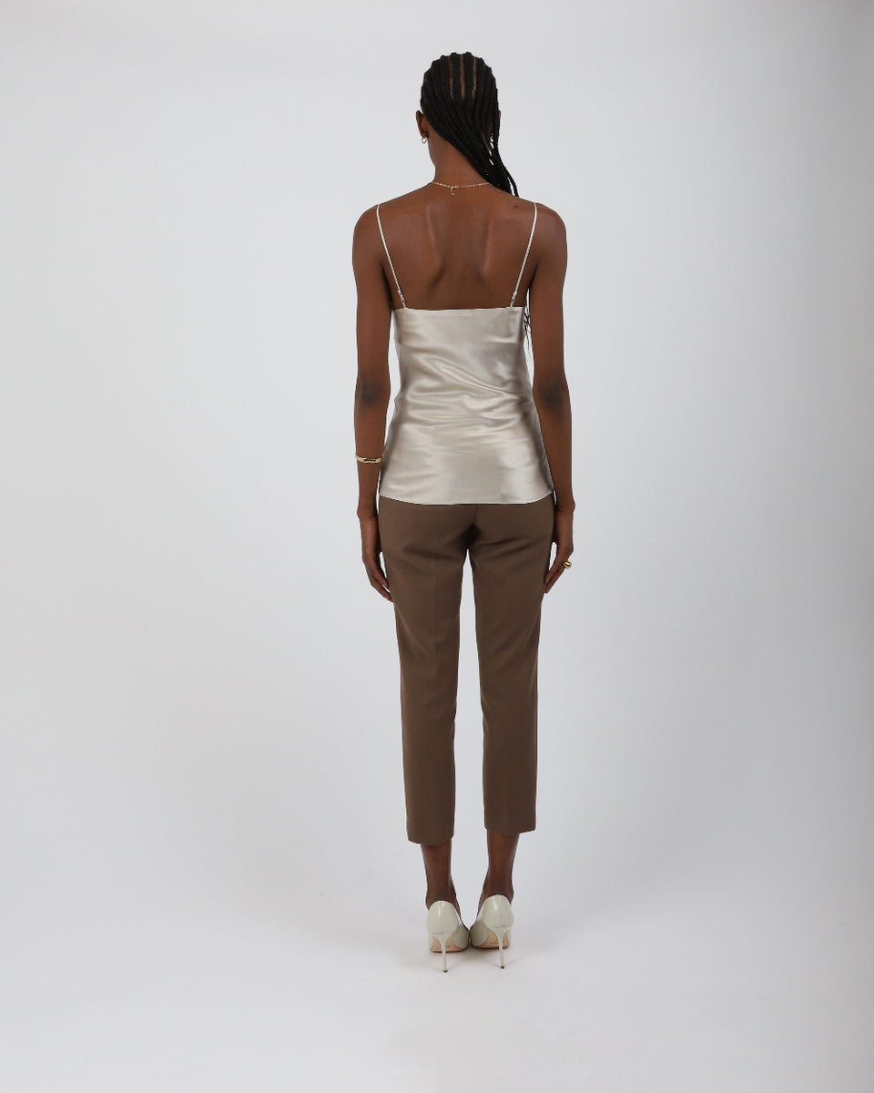Melt Top - Paradisefold Silk Camisole - Flowing oyster-white silk cami