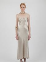 Load image into Gallery viewer, Oyster silk slip dress, arrives in Paradisefold packaging