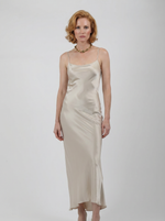 Load image into Gallery viewer, Paradisefold silk oyster champagne dress