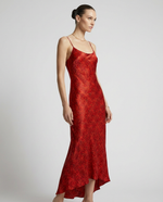 Load image into Gallery viewer, Paradisefold long red silk dress