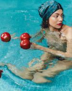 Load image into Gallery viewer, Pom Pom Turban silk turban, reversible design showing second print