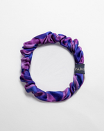 Load image into Gallery viewer, Tiny Ocean silk scrunchie no-snag hair tie, pure mulberry silk, handmade in London by Paradisefold