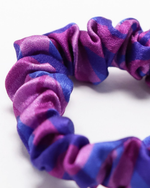 Load image into Gallery viewer, Tiny Ocean silk scrunchie no-snag hair tie, reversible design showing second print by Paradisefold