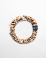 Load image into Gallery viewer, Tiny Audrey silk scrunchie no-snag hair tie, pure mulberry silk, handmade in London by Paradisefold
