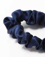 Load image into Gallery viewer, Tiny Tidal silk scrunchie no-snag hair tie, reversible design showing second print by Paradisefold