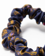 Load image into Gallery viewer, Tiny Regal silk scrunchie no-snag hair tie, reversible design showing second print by Paradisefold