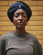 Load image into Gallery viewer, Monochrome Turban - Paradisefold 100% Silk Hair Wrap Hair Accessory