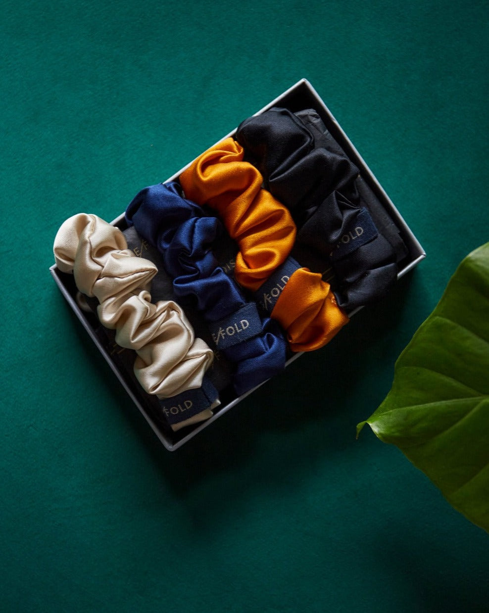 Grip A silk hair tie set in gift box, pure mulberry silk scrunchies by Paradisefold