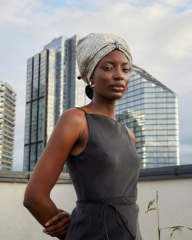 Fragments In Time Fold silk hair wrap for sleeping, pure mulberry silk, handmade in London by Paradisefold