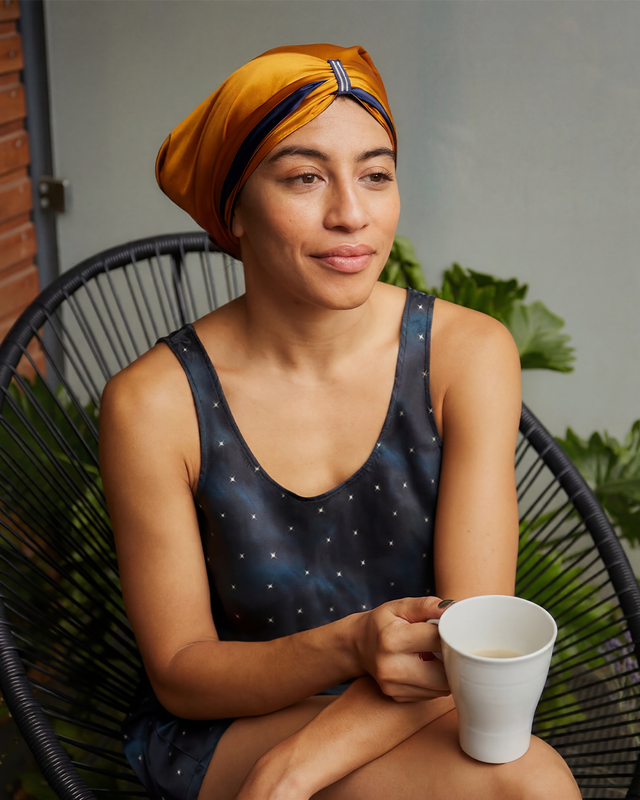 Globe Trotter Fold silk hair wrap for sleeping, pure mulberry silk, handmade in London by Paradisefold