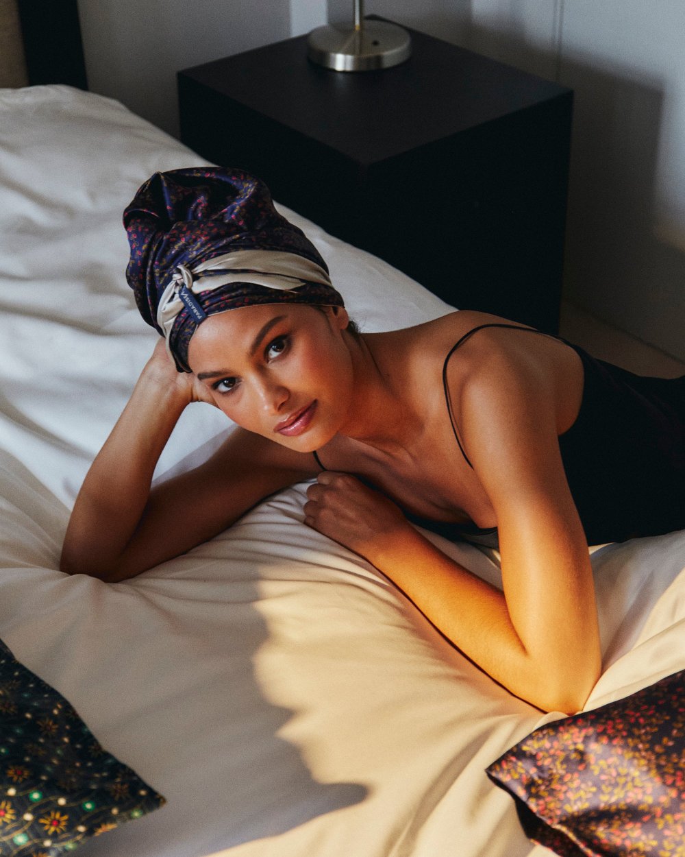 Homage to the Past silk hair wrap for sleeping, pure mulberry silk, handmade in London by Paradisefold