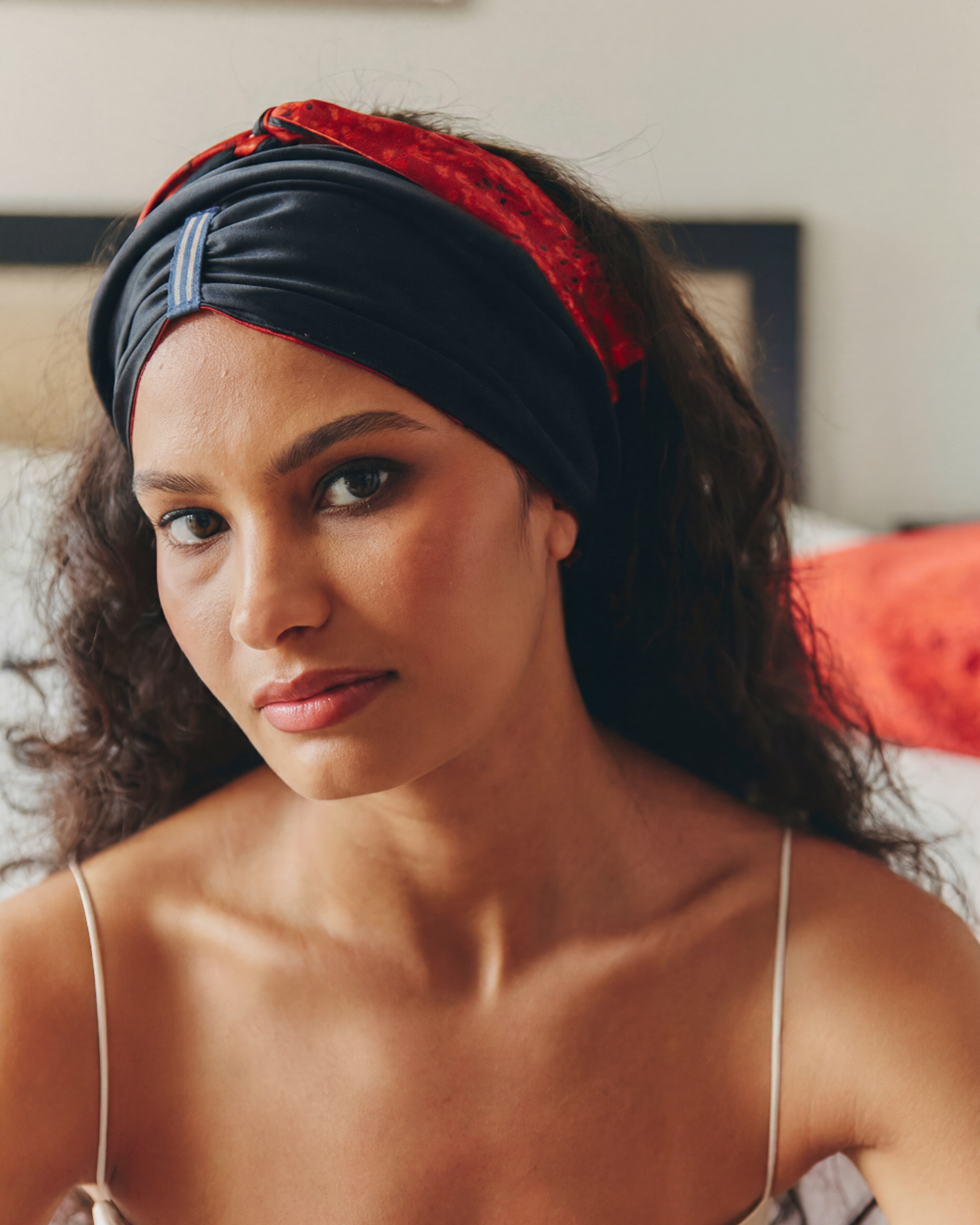 Killing Socrates silk hair wrap for sleeping, pure mulberry silk, handmade in London by Paradisefold Palestine hair wrap
