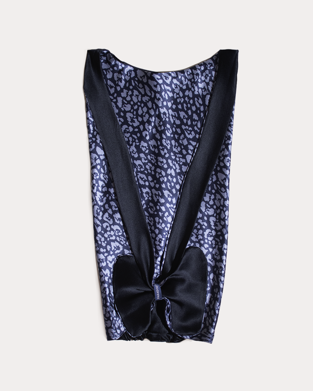 Leopard Fold silk hair and head wrap, reversible design showing second print
