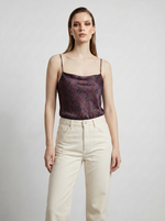 Load image into Gallery viewer, Paradisefold silk patterne purple top
