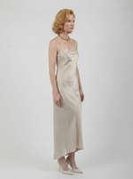 Load image into Gallery viewer, Paradisefold silk oyster champagne dress 
