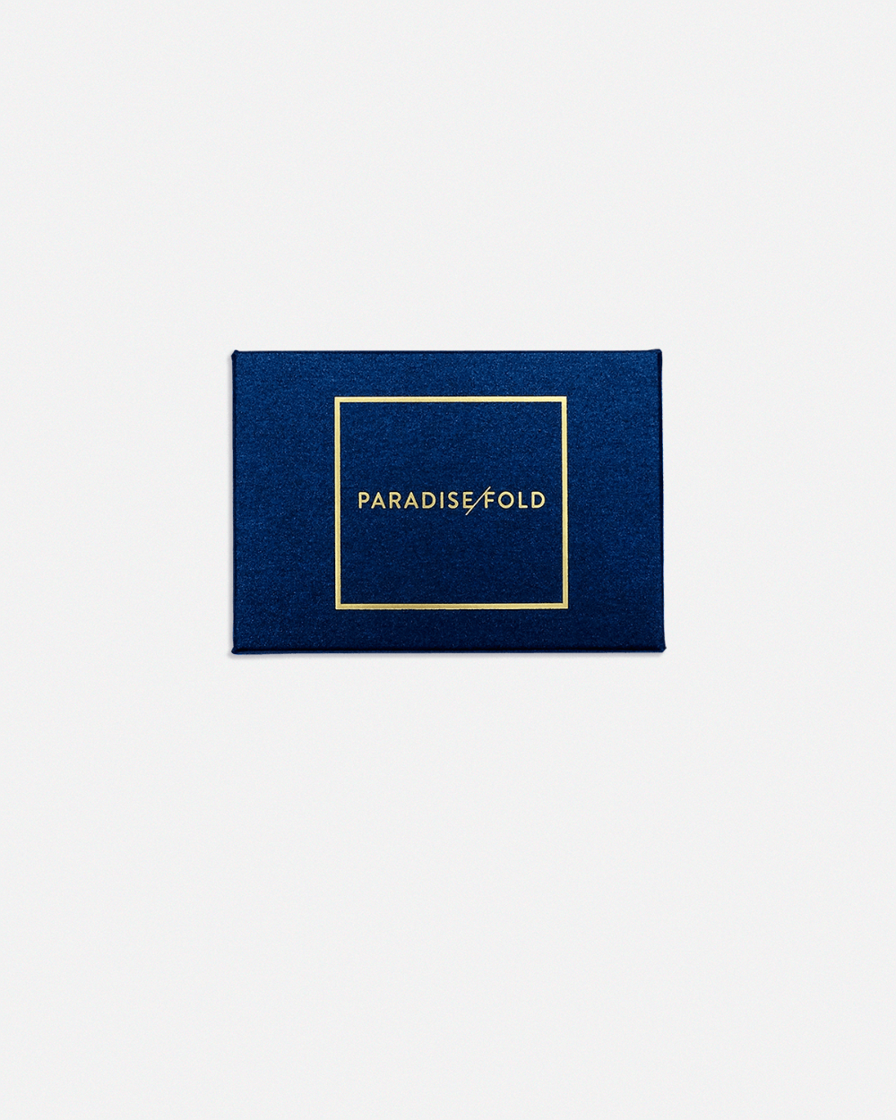 Paradisefold navy gift box with gold frame, silk sleep accessories handmade in London