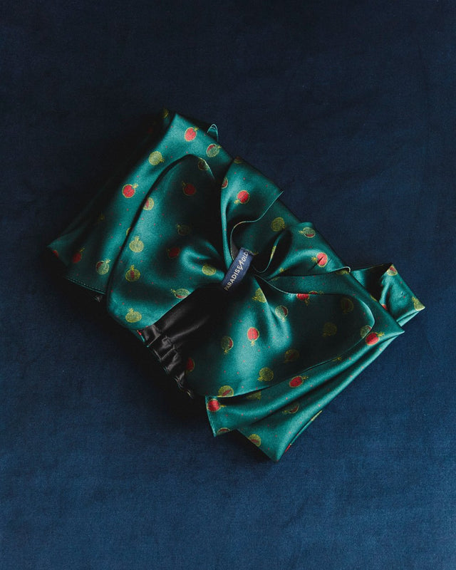 Between Light and Dark silk hair and head wrap, reversible design showing second print