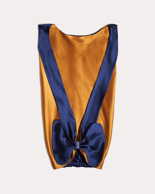 Globe Trotter Fold silk hair wrap worn as a bandanna, versatile daytime styling