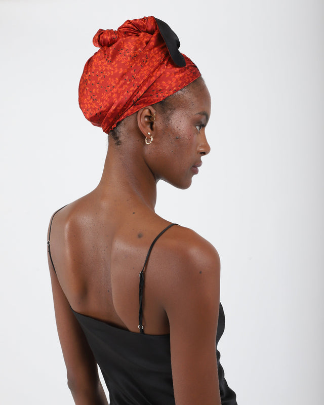 Killing Socrates silk hair and head wrap, reversible design showing second print